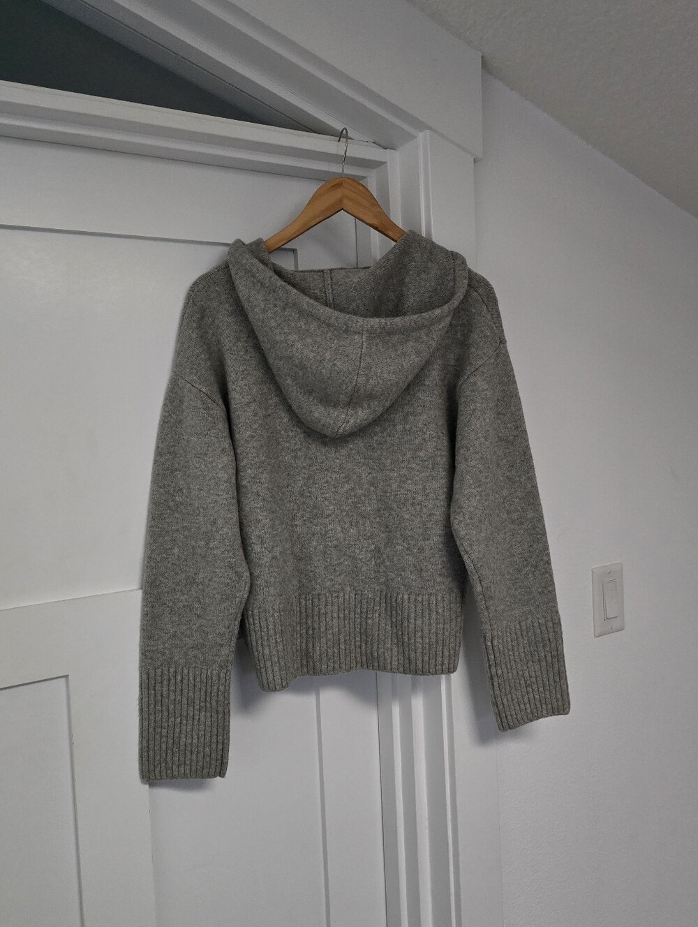 Zara Double Zip Front Cropped Hpoded Sweater in Gray - Picture 8 of 11
